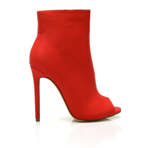 red booties peep toe